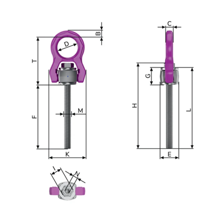 Śruba do podnoszenia ACP-TURNADO z różną długością śruby wraz z nakrętką i podkładką