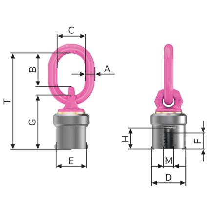 Obrotowy uchwyt transportowy RUD VWBM z gwintem wewnętrznym