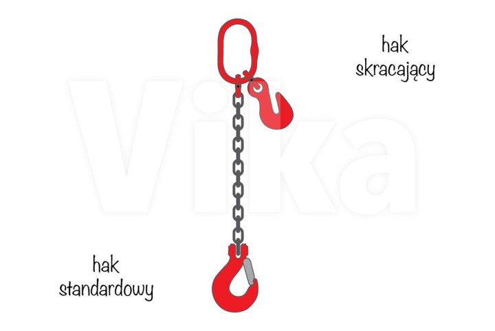 Zawiesie łańcuchowe 1-cięgnowe + hak skracający + hak skracający