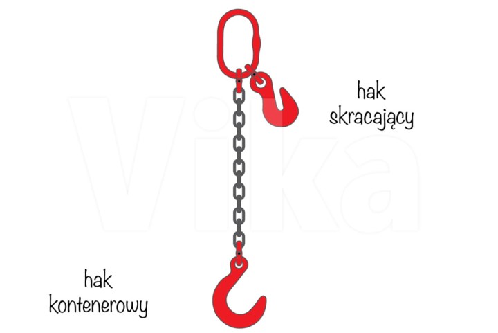 Zawiesie łańcuchowe 1-cięgnowe + hak skracający