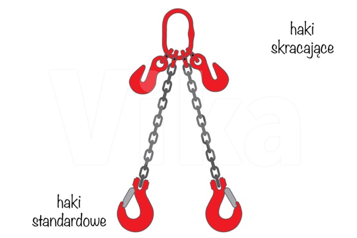 Zawiesie łańcuchowe 2-cięgnowe z hakiem standardowym i hakiem skracającym