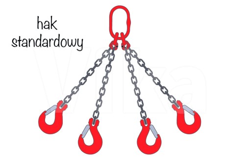 Zawiesie łańcuchowe 4-cięgnowe z hakami standardowymi i hakami skracającymi