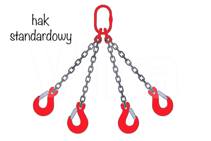 Zawiesie łańcuchowe 4-cięgnowe z hakami standardowymi i hakami skracającymi