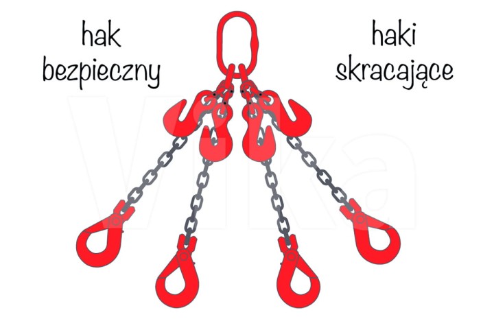 Zawiesie łańcuchowe 4-cięgnowe z hakami bezpiecznymi i hakami skracającymi