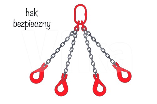 Zawiesie łańcuchowe 4-cięgnowe z hakami bezpiecznymi