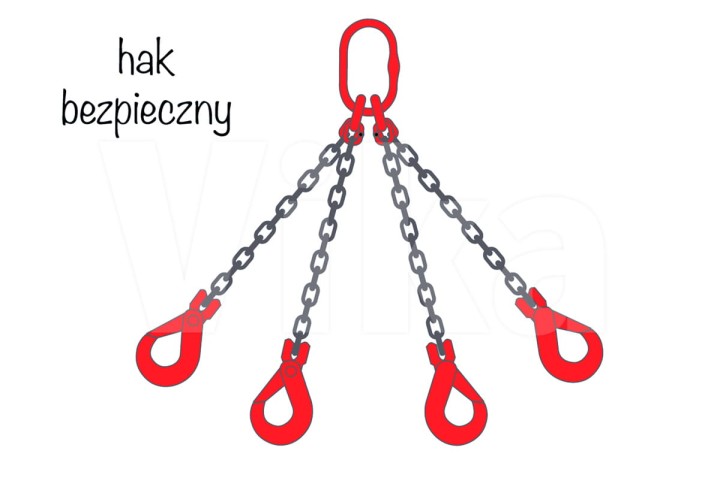 Zawiesie łańcuchowe 4-cięgnowe z hakami bezpiecznymi