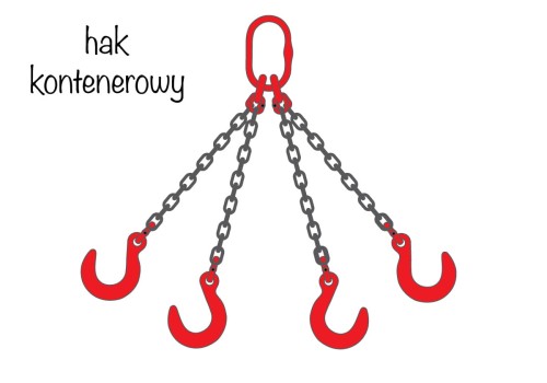 Zawiesia łańcuchowe 4-cięgnowe z hakiem kontenerowym