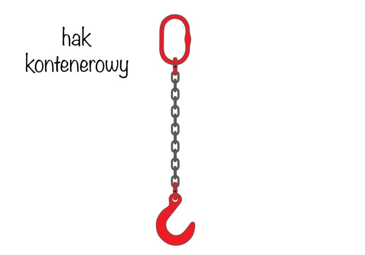 Zawiesie łańcuchowe 1-cięgnowe z hakiem kontenerowym