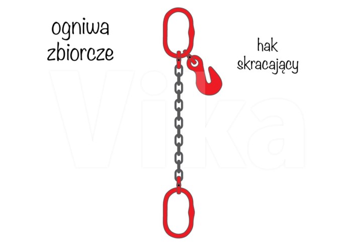 Zawiesia łańcuchowe 1-cięgnowe - ogniwa zbiorcze - hak skracający