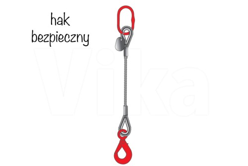 Zawiesie linowe 1-cięgnowe z hakiem bezpiecznym