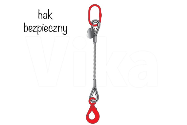 Zawiesie linowe 1-cięgnowe z hakiem bezpiecznym