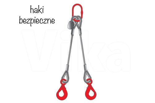 Zawiesie linowe 2-cięgnowe z hakami bezpiecznymi