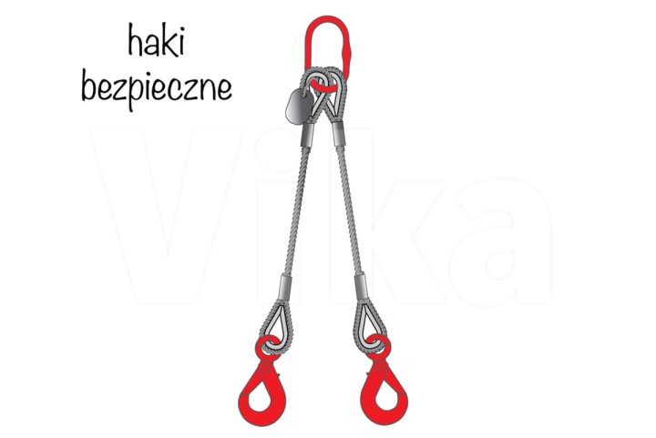 Zawiesie linowe 2-cięgnowe z hakami bezpiecznymi