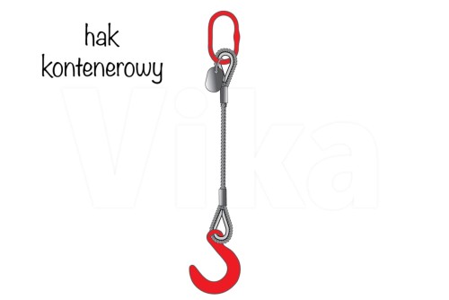 Zawiesie linowe 1-cięgnowe z hakiem kontenerowym
