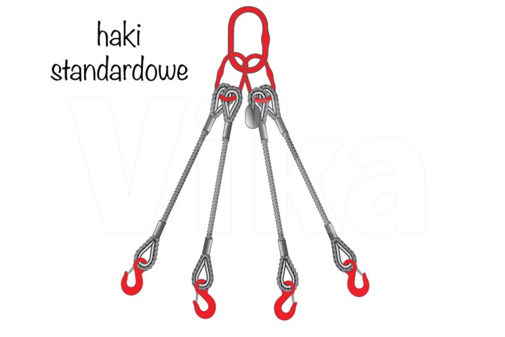 Zawiesie linowe 4-cięgnowe z hakami standardowymi