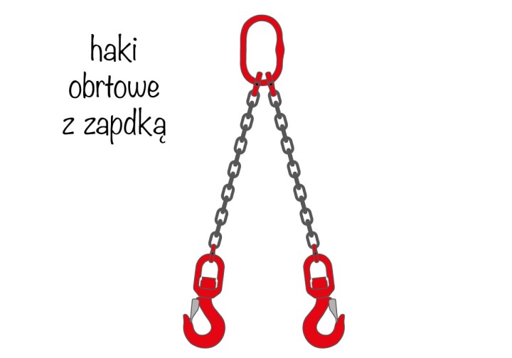 Zawiesia łańcuchowe 2-cięgnowe obrotowy hak z zapadką - czerwony łańcuch
