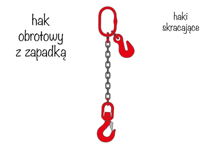 zawiesie lancuchowe 1-ciegnowe hak obrotowy hak skracajacy