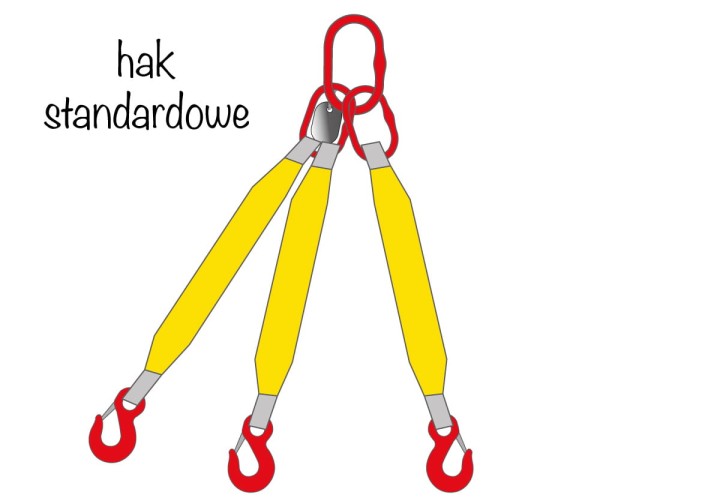Zawiesie pasowe 3-ciegnowe 6,3 tony haki standardowe