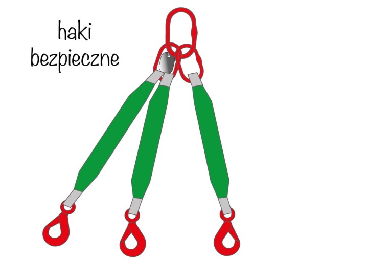 Zawiesie pasowe 3-ciegnowe 4,2 tony haki bezpieczne