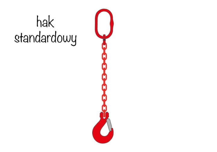 Zawiesie łańcuchowe 1-cięgnowe z hakiem standardowym - czerwony łańcuch