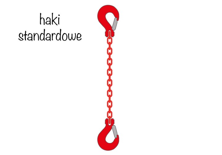 Zawiesia łańcuchowe 1-cięgnowe - haki standardowe - czerwony łańcuch