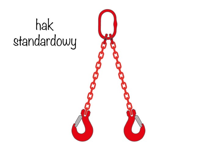 Zawiesie łańcuchowe 2-cięgnowe z hakiem standardowym - czerwony łańcuch