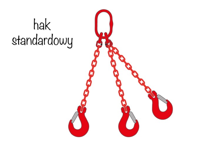 Zawiesia łańcuchowe 3-cięgnowe haki standardowe - czerwony łańcuch