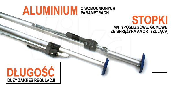 Drążki rozporowe aluminiowe infografika